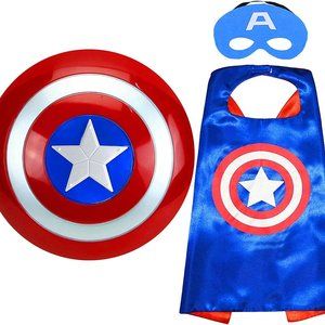 Superhero 12 Shield Superhero Cape Set Superhero Dress up toys Suit for 4-10 Yea